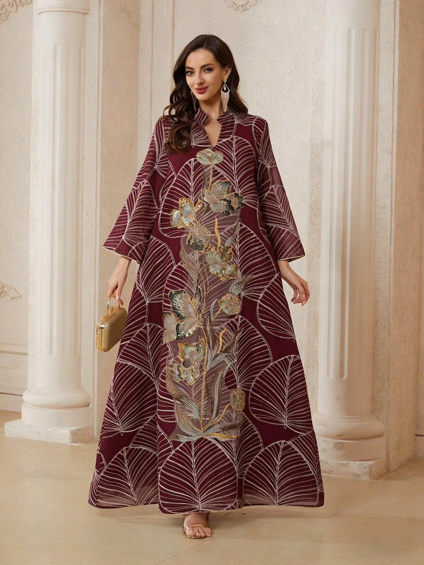 New mesh embroidered dress and abaya