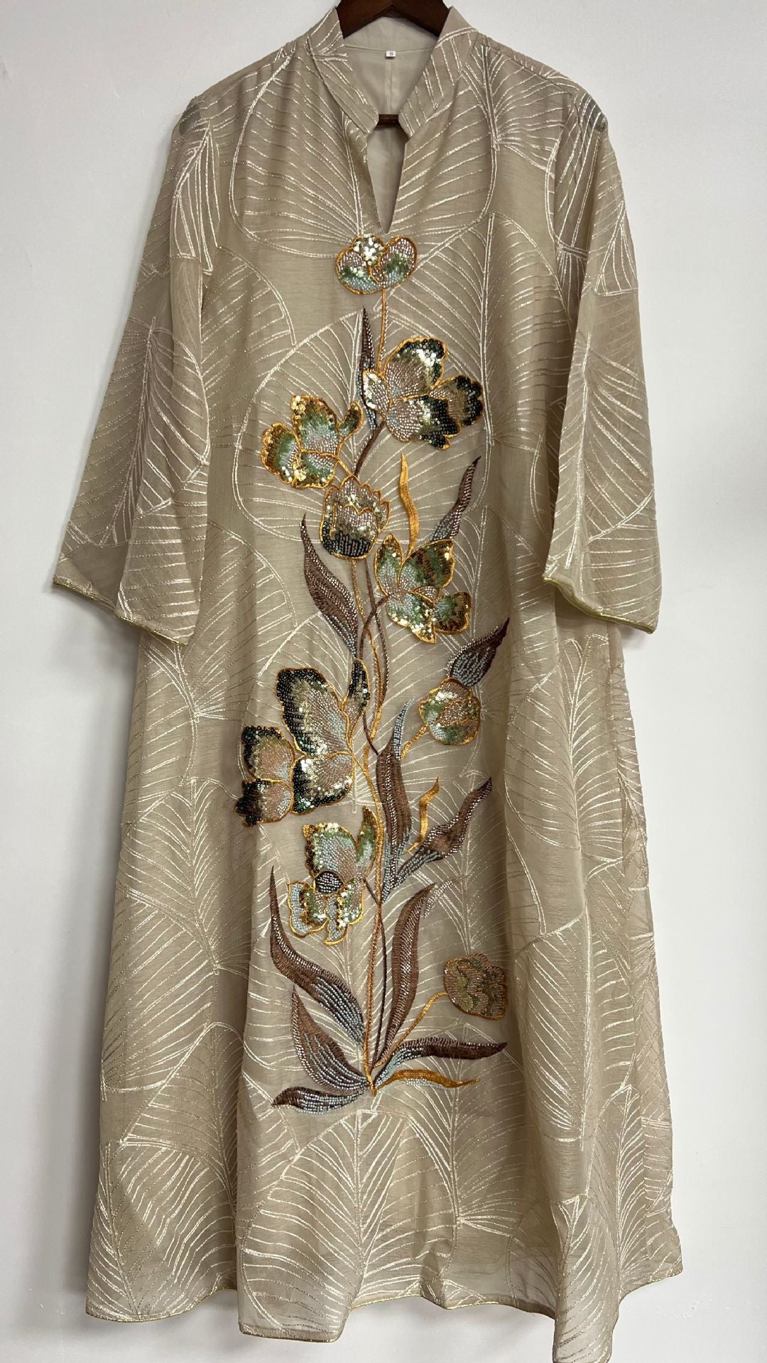 New mesh embroidered dress and abaya