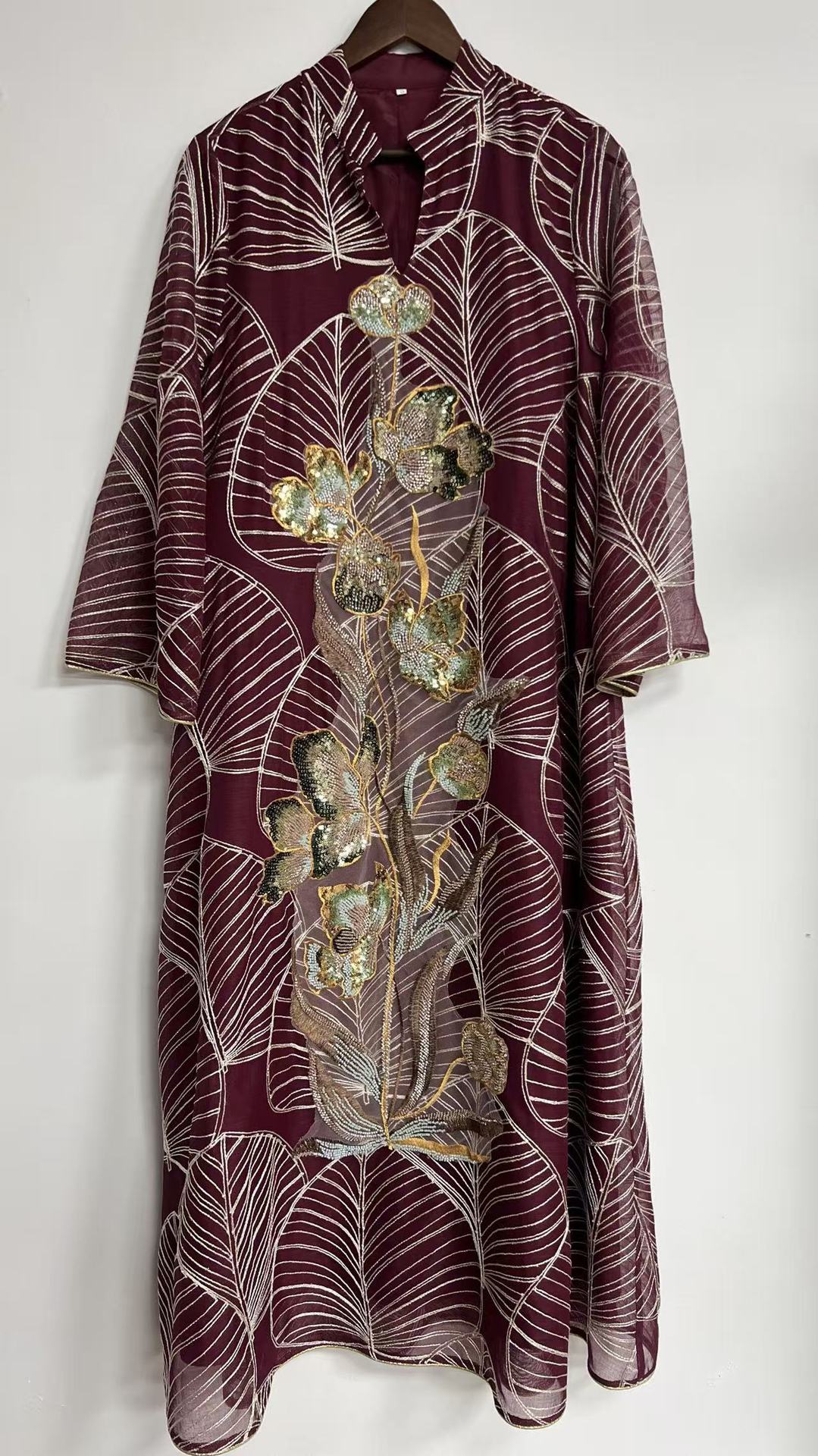 New mesh embroidered dress and abaya