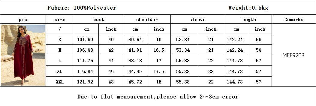 Dubai Embroidered Neckline Maxi Abaya Gown for Muslim Women Modest Arabic Long Dress Eid Ramadan Festive Celebration