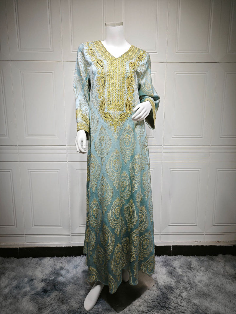 Textured Jacquard Embroidered Kaftan Maxi Dress for Muslim Women Dubai Saudi Modest Luxury Evening Gown Banquet Wear