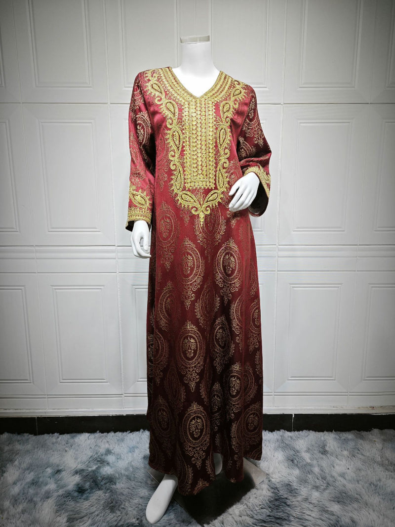 Textured Jacquard Embroidered Kaftan Maxi Dress for Muslim Women Dubai Saudi Modest Luxury Evening Gown Banquet Wear