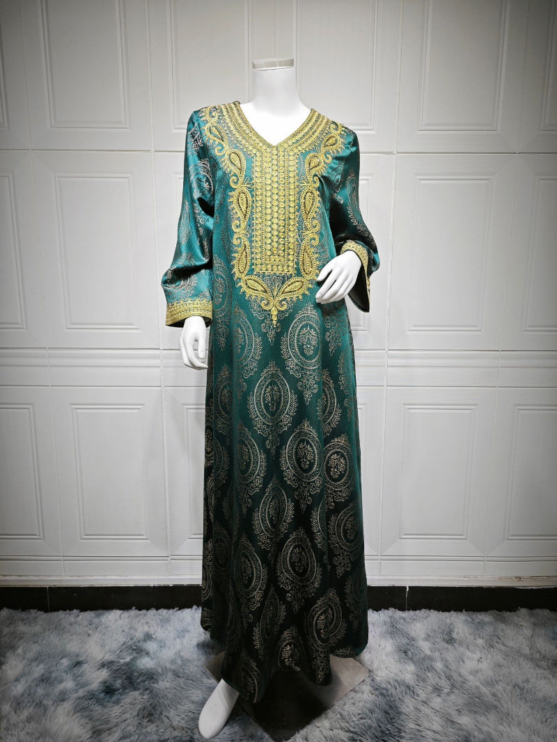 Textured Jacquard Embroidered Kaftan Maxi Dress for Muslim Women Dubai Saudi Modest Luxury Evening Gown Banquet Wear