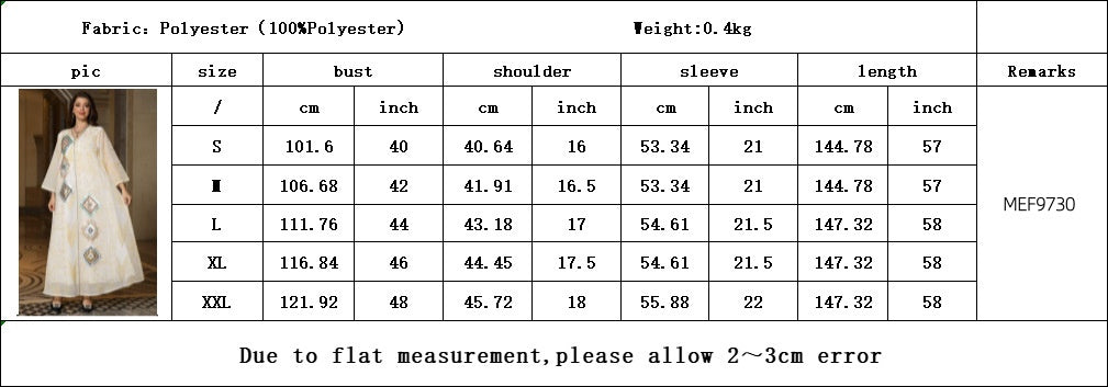 Turkish Mesh Sequined Floral Embroidered Maxi Abaya Gown for Muslim Women Elegant Off White Festive Dinner Party Dress