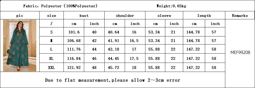 Dubai V-Neck Jacquard Beaded Maxi Abaya Dress for Muslim Women Elegant Long Kaftan Robe Eid Ramadan Festive Celebration Gown