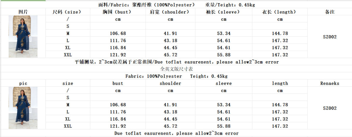 Authentic Factory Size Chart