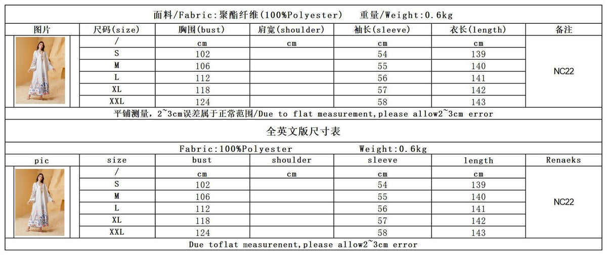 Authentic Factory Size Chart