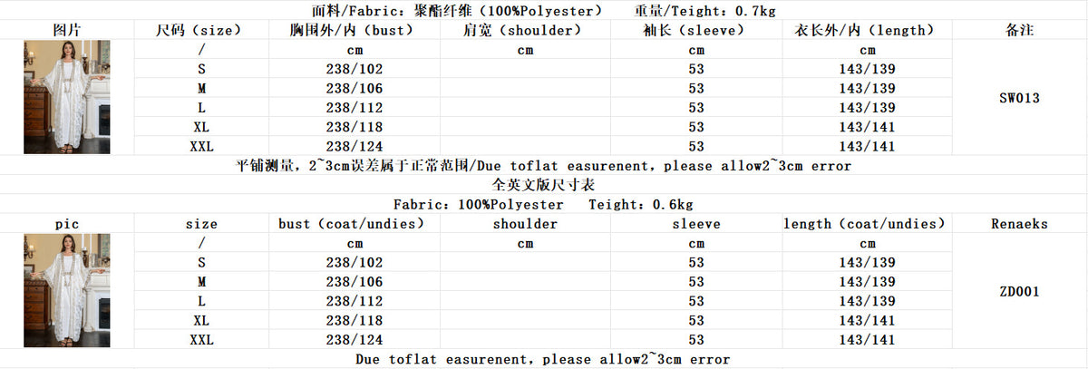 Authentic Factory Size Chart