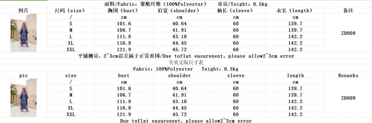 Authentic Factory Size Chart
