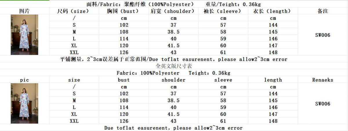 Authentic Factory Size Chart