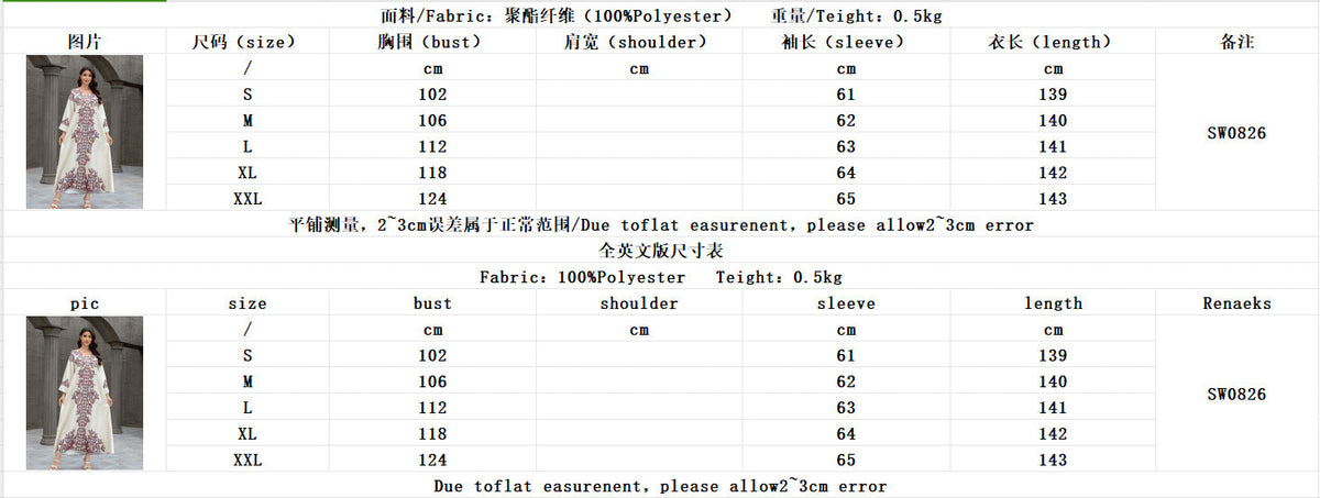 Authentic Factory Size Chart
