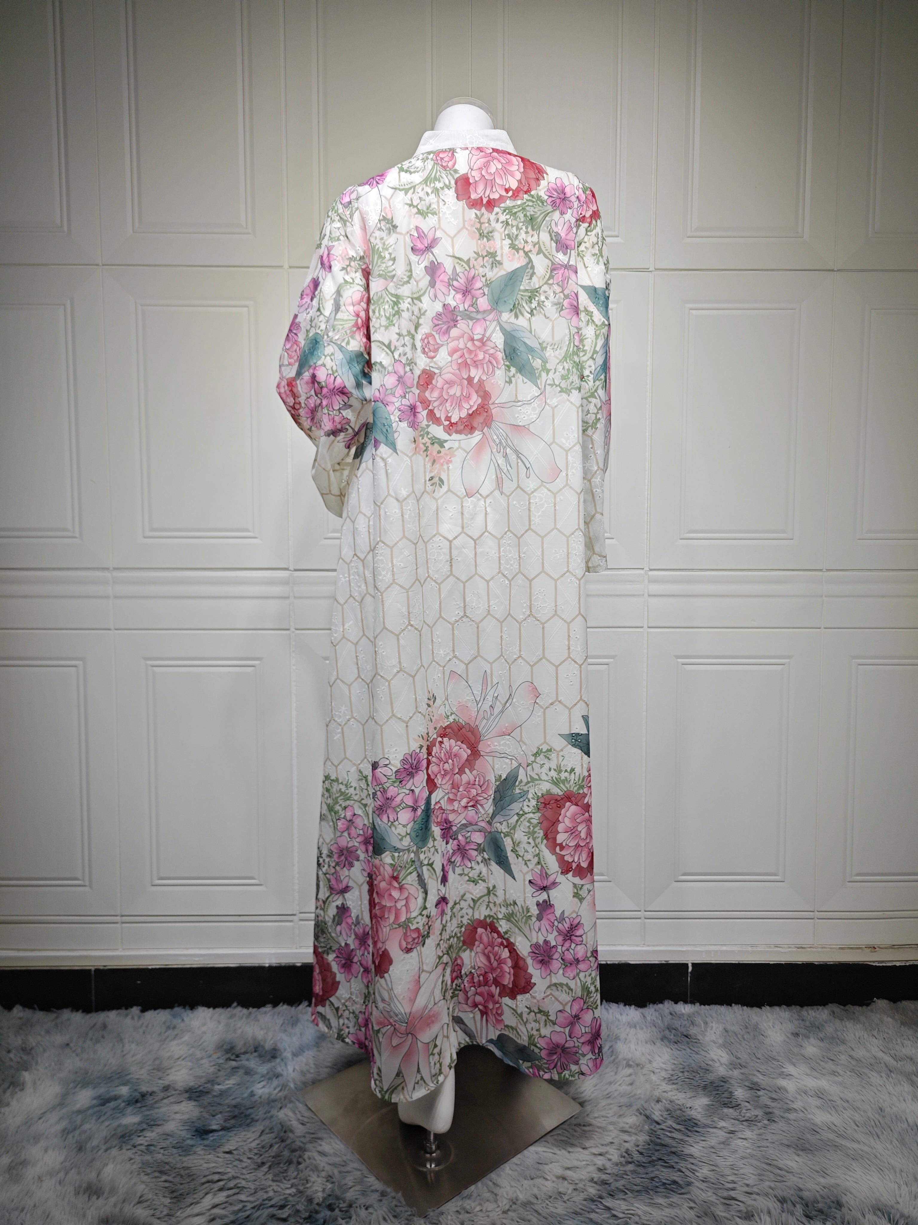 Apricot Green Two Colors Kaftan Abaya Jalabiya Modest Maxi Dress for Muslim Women Eid Ramadan Daily Wear Loose Floor Length Long Robe S-XXL