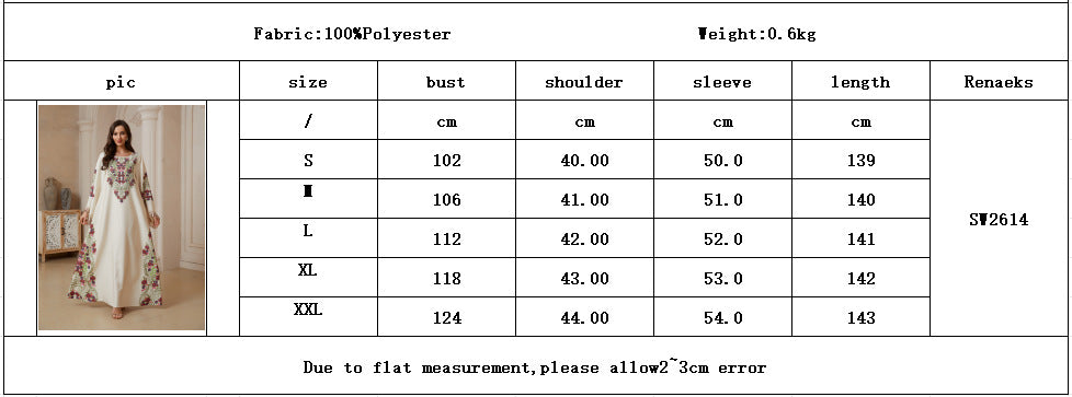 Round Neck Vintage Floral Print Jalabiya Women Gold Tassel Flare Sleeve Maxi Kaftan Loose Draped Modest Dress For Eid Mubarak Ramadan Casual Party Holiday Outfit