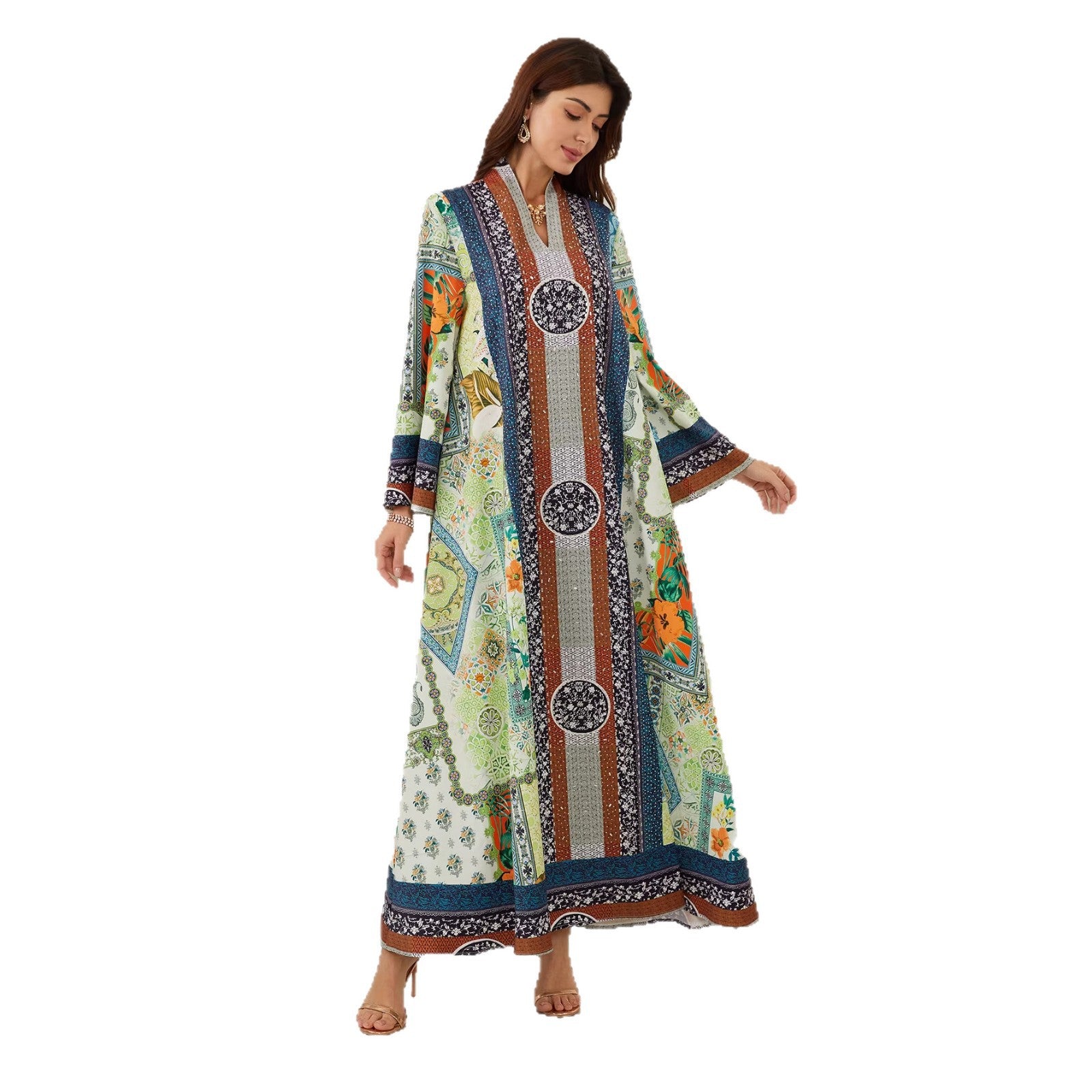 Confident Green Plus-Size Jalabiya – Floral Modest Maxi Dress