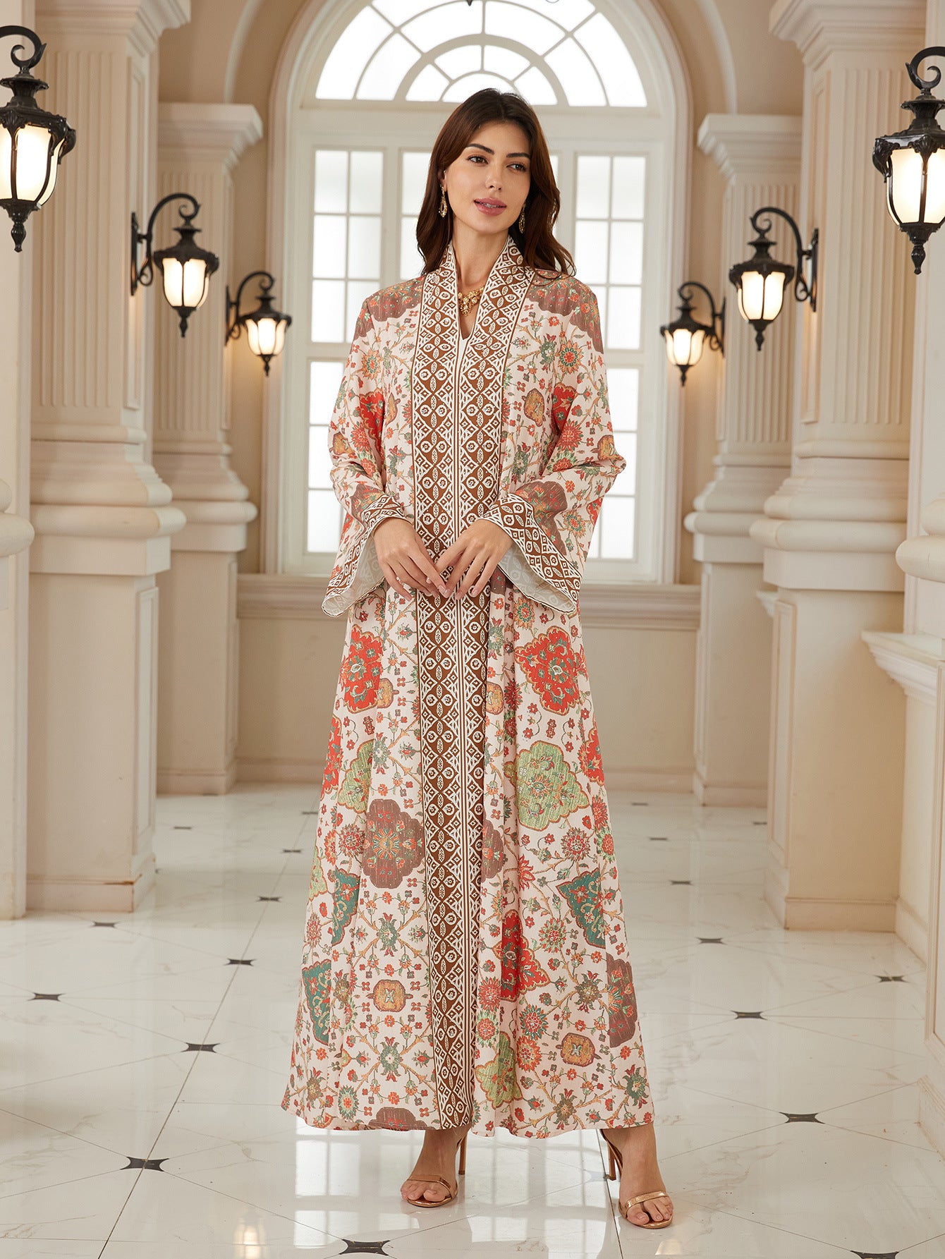 Floral Print Pullover Abaya - Modest Muslim Dress Ramadan Eid