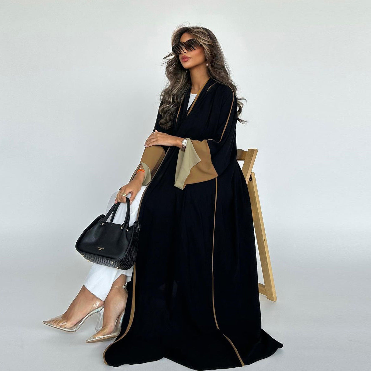 Light Green Kimono Sleeve Maxi Cardigan - Spliced Long Sleeve Cardigan Dress
