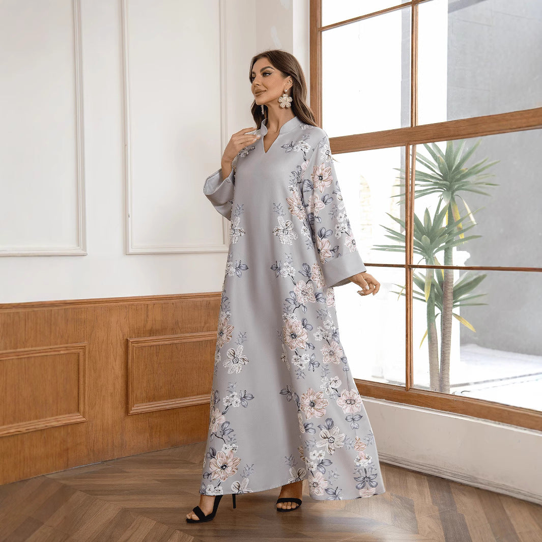 Elegant 4-Color Floral Embroidered Kaftan – Modest Muslim Maxi