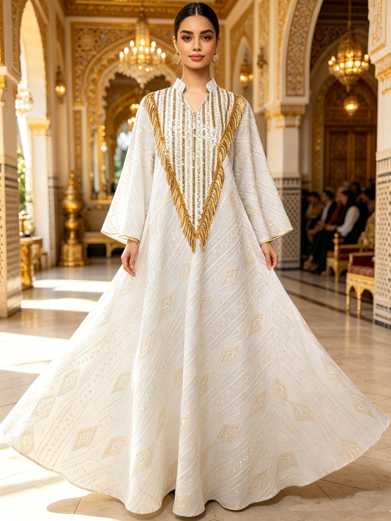 Elegant Embroidered Mesh Long Dress Abaya Kaftan Modest Maxi Dress for Muslim Women Eid Ramadan Festive Wear S-XXL