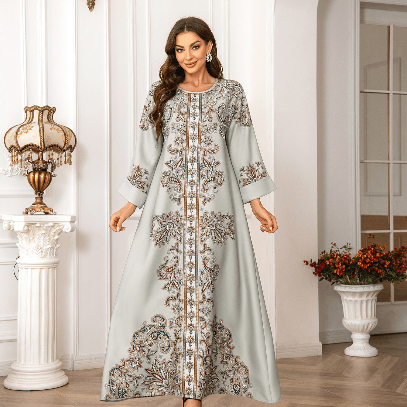 Gorgeous 6-Color Rhinestone Kaftan – Bohemian Modest Muslim Maxi