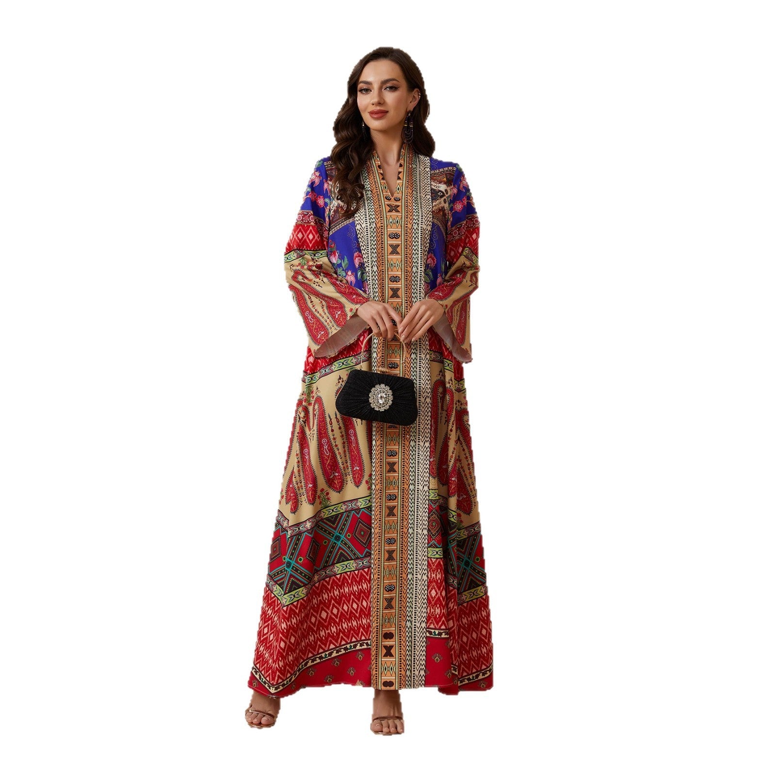Floral Print Pullover Abaya - Modest Long Robe for Women