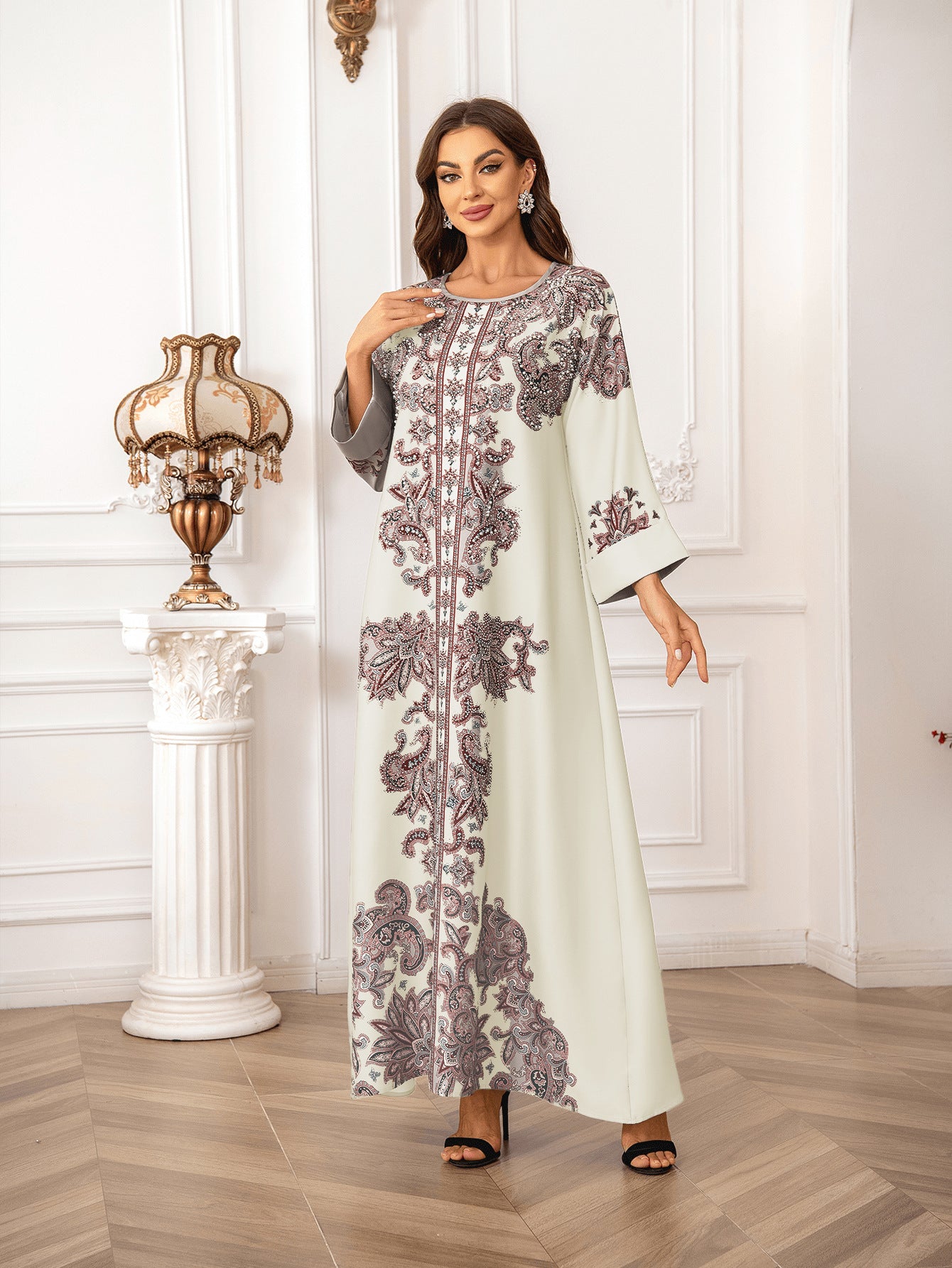Gorgeous 6-Color Rhinestone Kaftan – Bohemian Modest Muslim Maxi