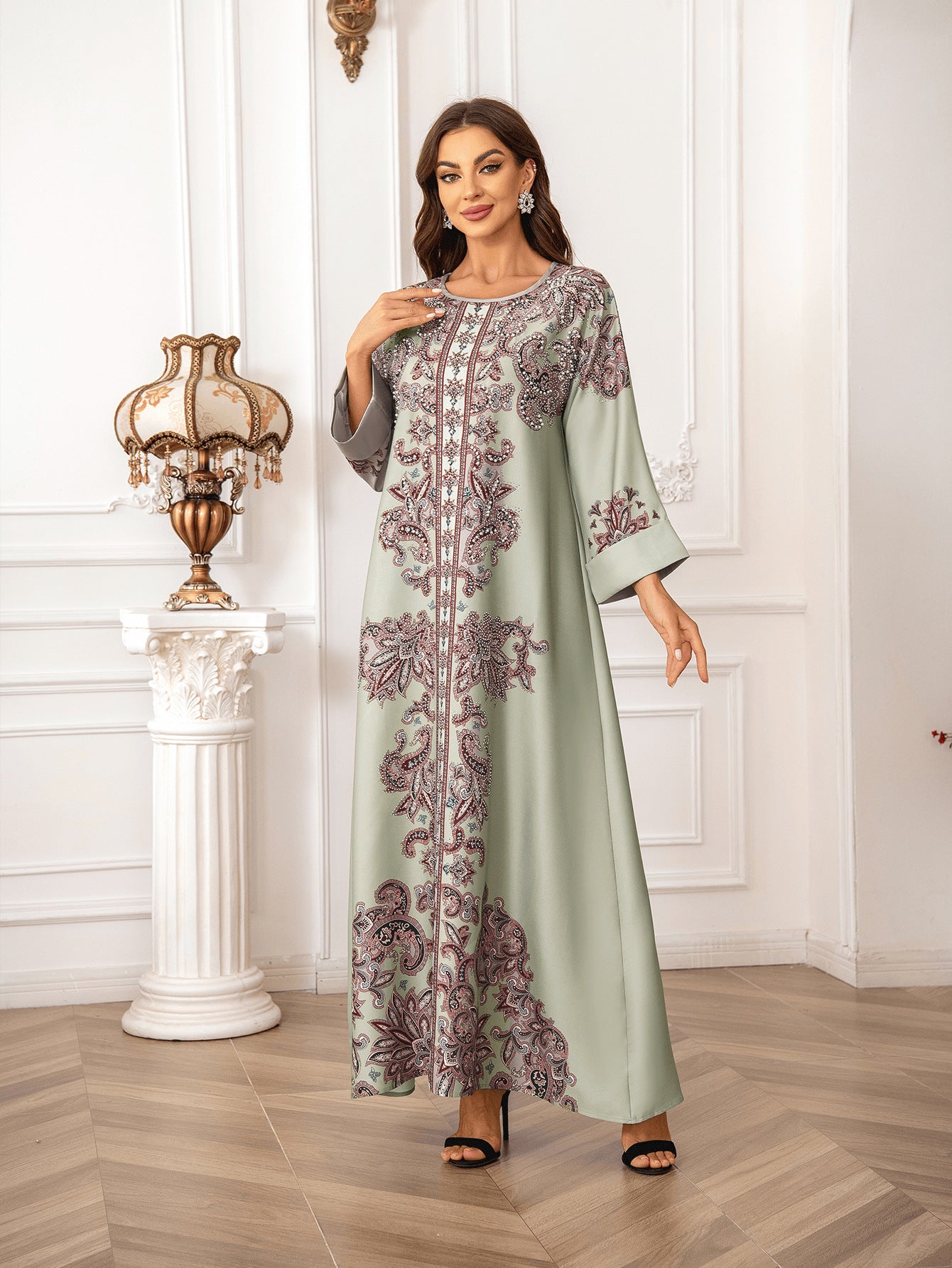 Gorgeous 6-Color Rhinestone Kaftan – Bohemian Modest Muslim Maxi