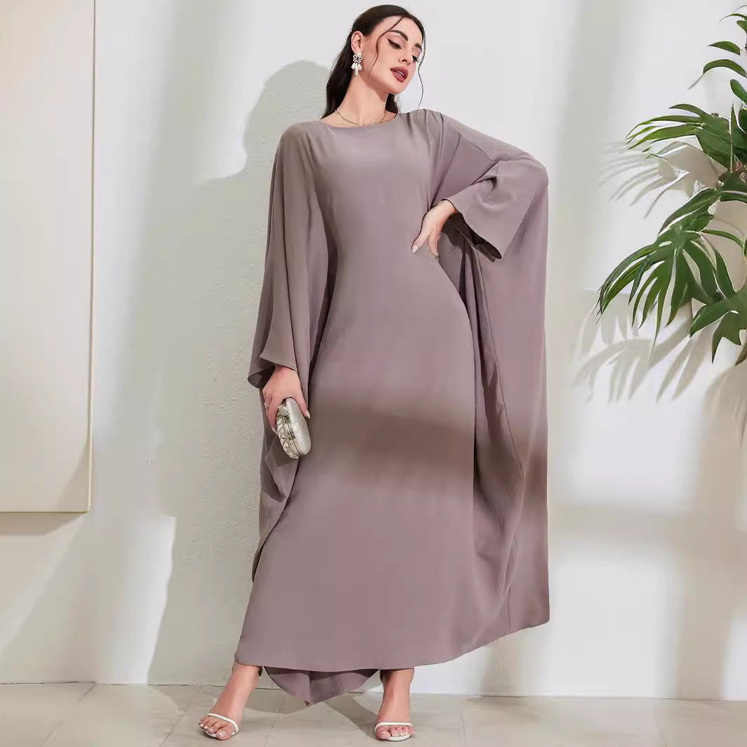 Batwing Sleeve Belted Modest Abaya Dress Jalabiya Long Maxi Dress for Muslim Women Eid Ramadan Banquet Gown S-XXL
