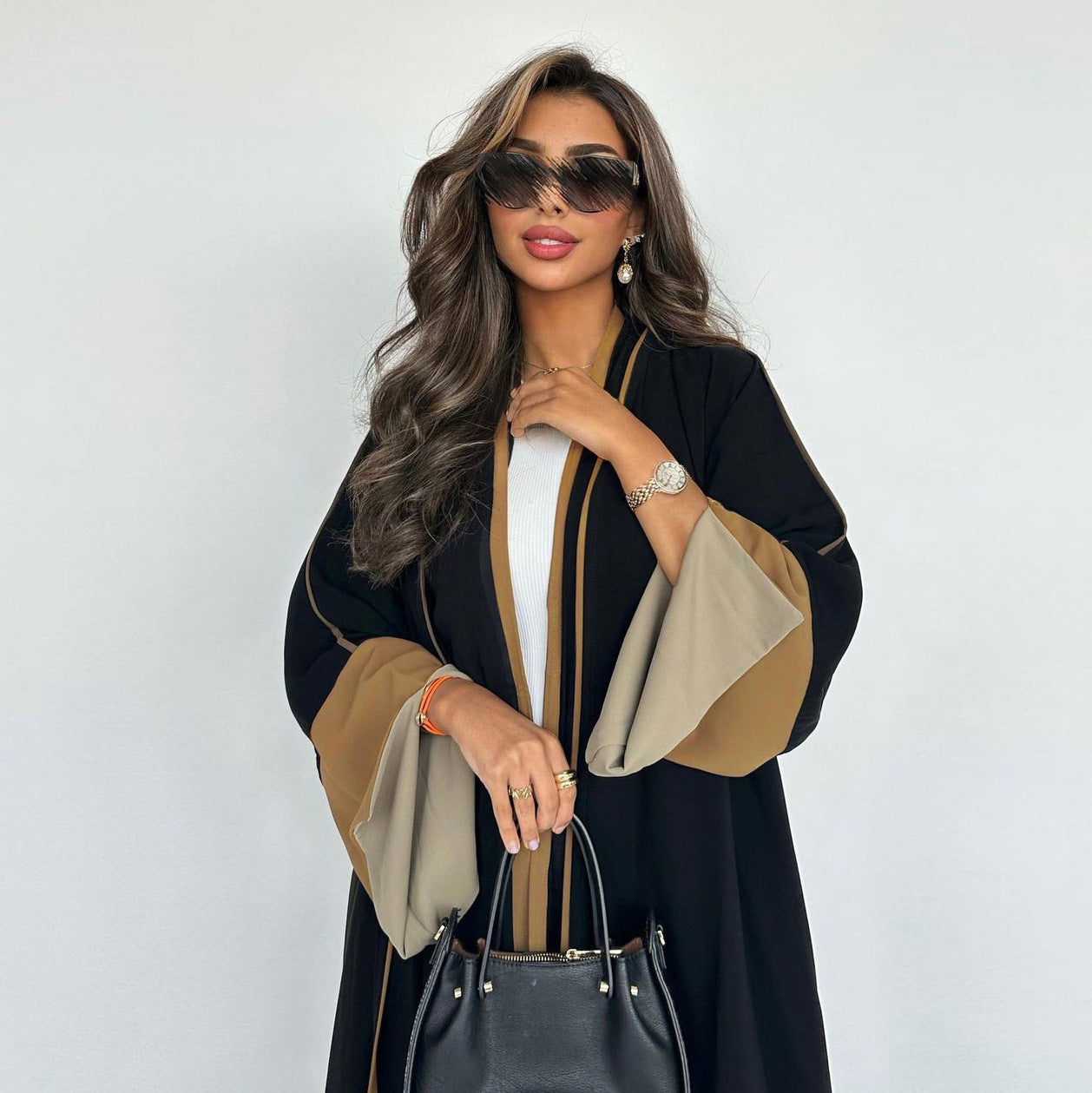 Light Green Kimono Sleeve Maxi Cardigan - Spliced Long Sleeve Cardigan Dress