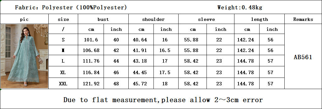 3 Colors Leaf Jacquard Hand Beaded Abaya Women Stand Collar V Notch Flare Sleeve Maxi Jalabiya Luxury Embellished Kaftan Lightweight Modest Gown For Eid Mubarak Ramadan Wedding Evening Party