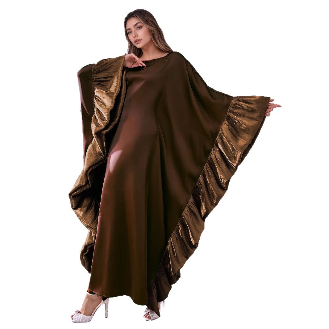 Luxury Batwing Sleeve Patchwork Embroidered Maxi Abaya Dress Muslim Women Modest Long Jalabiya Kaftan for Eid Ramadan Daily
