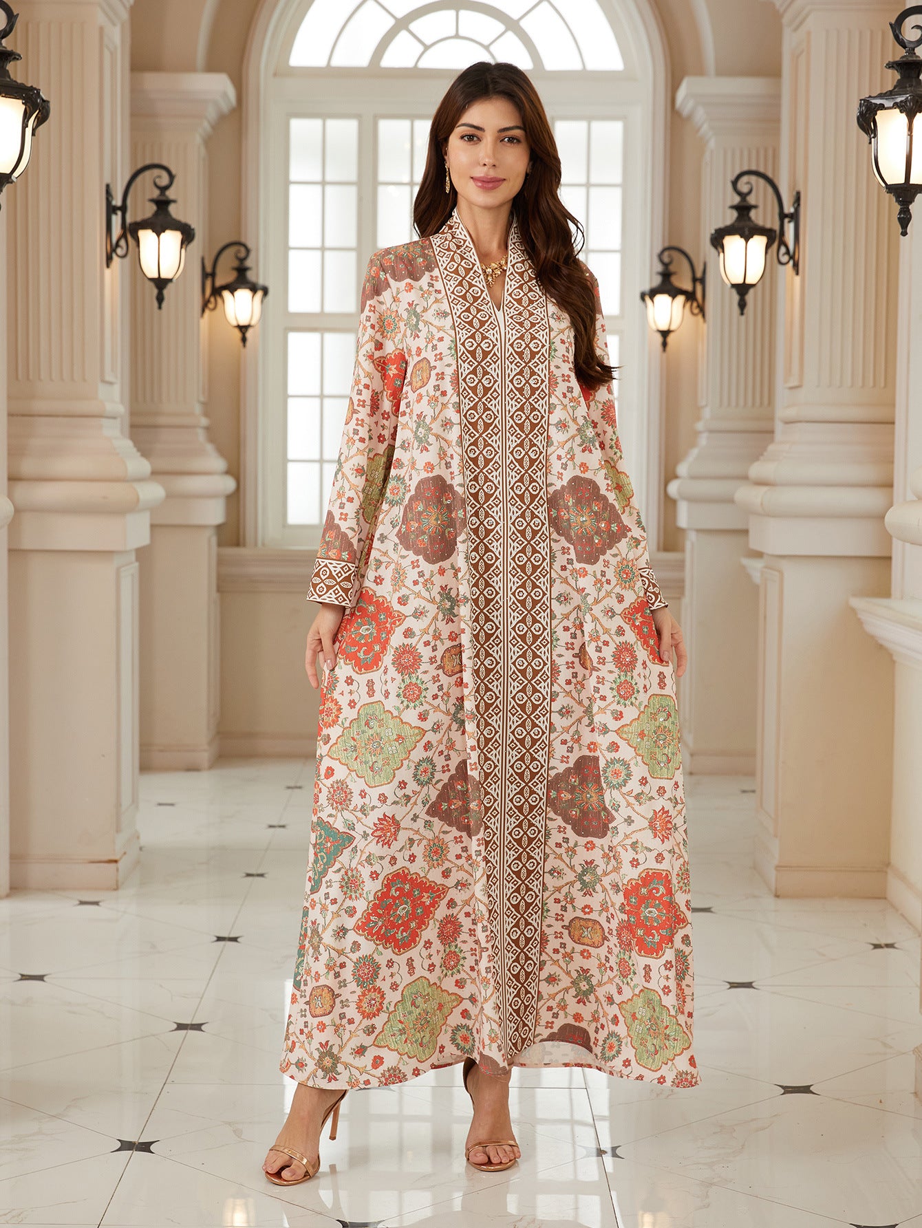 Floral Print Pullover Abaya - Modest Muslim Dress Ramadan Eid