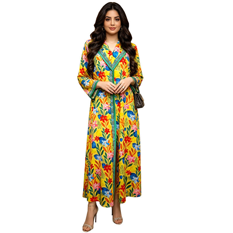Green and Blue Floral Print Rhinestone Pullover Maxi Dress - Plus Size Casual