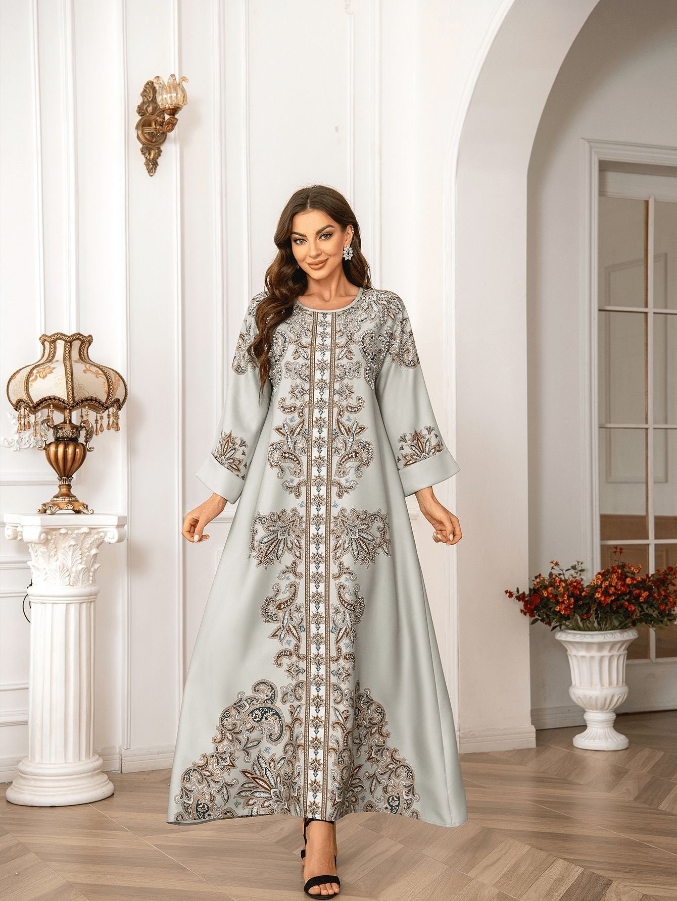 Gorgeous 6-Color Rhinestone Kaftan – Bohemian Modest Muslim Maxi