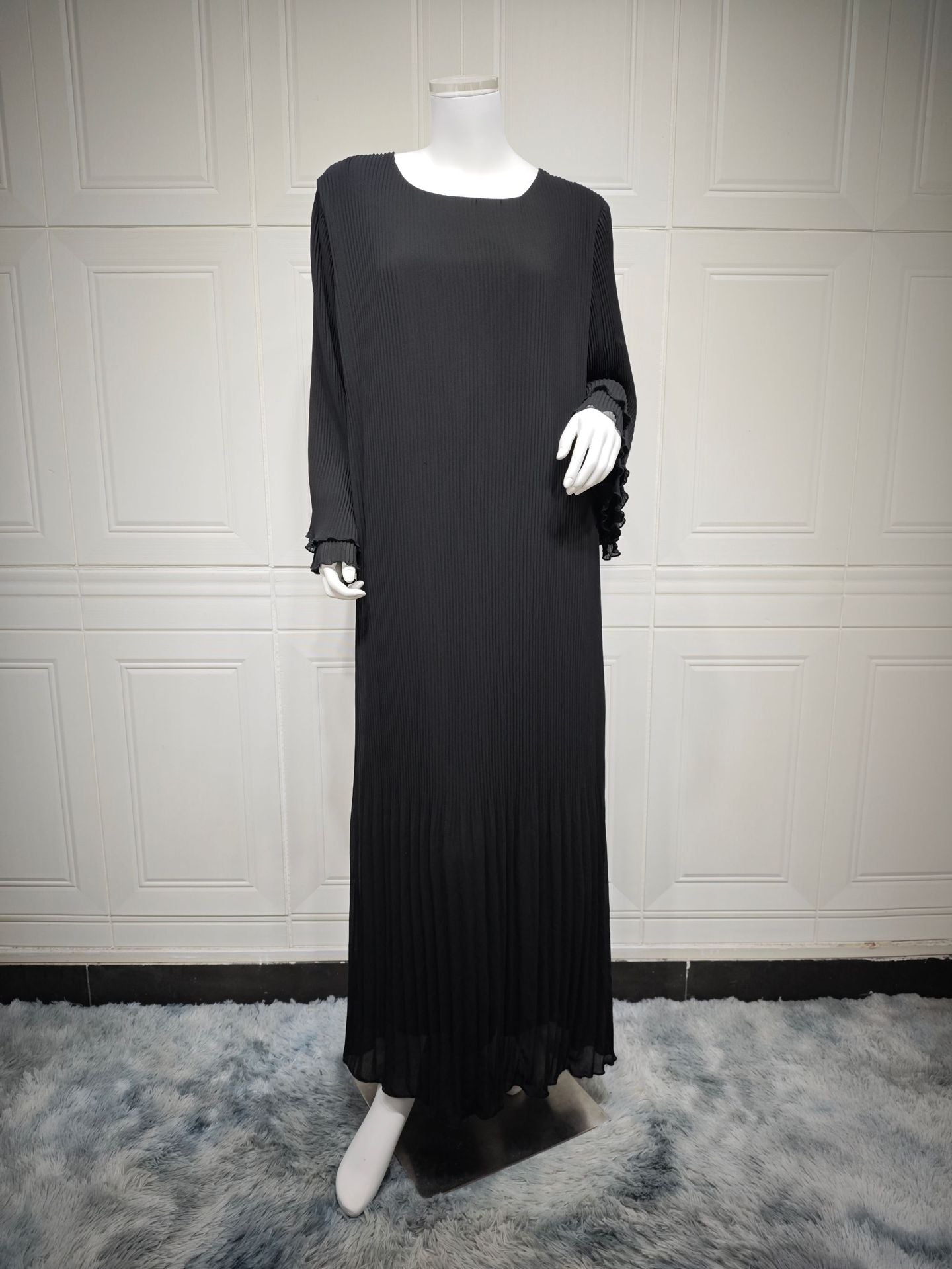Chiffon Pleated Maxi Dress with Rhinestone Embellishments - Multi Color Plus Size