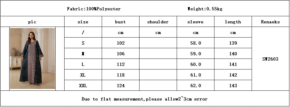 Women Round Neck Vertical Geometric Rhinestone Print Abaya Leaf Pattern Long Sleeve Maxi Jalabiya Dark Navy Matte Crepe Ethnic Modest Gown For Eid Mubarak Ramadan Wedding Evening Party