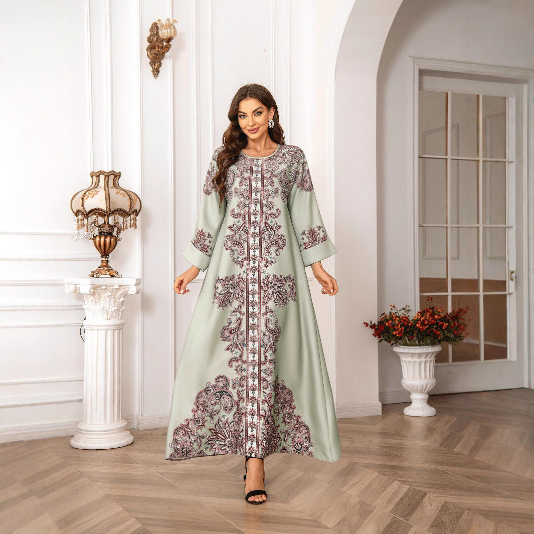 Gorgeous 6-Color Rhinestone Kaftan – Bohemian Modest Muslim Maxi