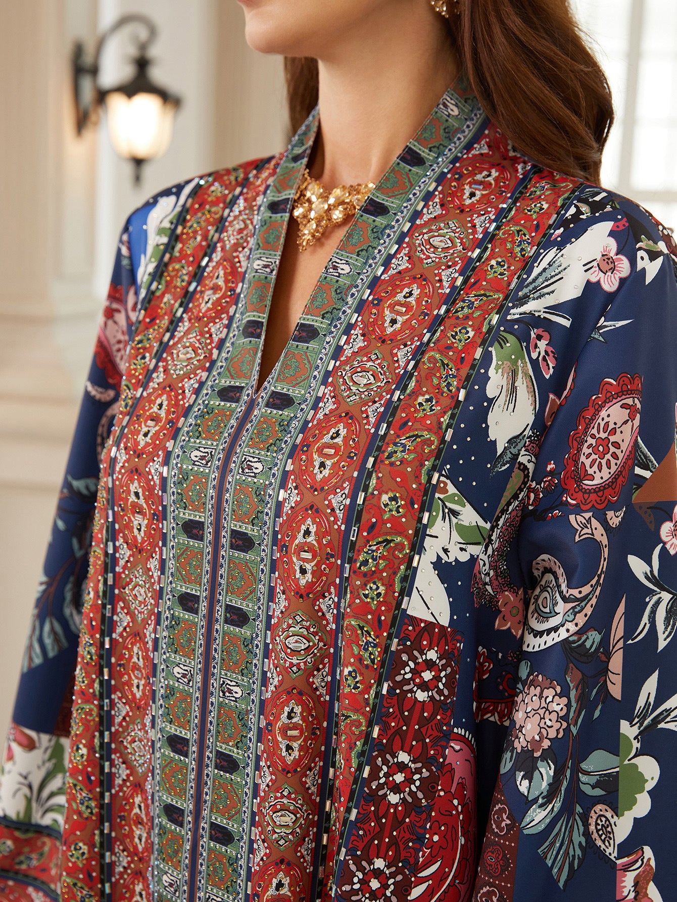 Floral Print Plus Size Abaya Robe - Modest Muslim Dress Ramadan Eid