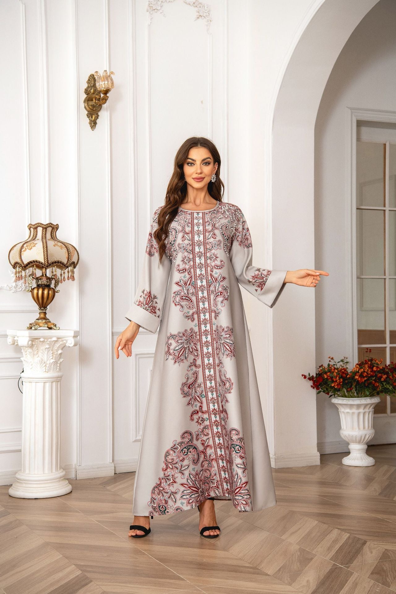 Dazzling 6-Color Rhinestone Kaftan – Modest Muslim Boho Maxi