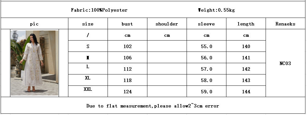 Premium Hand Stitched Embroidery Abaya Women Light Silver Hollow Grid Mesh V Neck Loose Wide Sleeve Tassel Tie Decor Floor Length Modest Outfit For Middle East Wedding & Eid Celebration