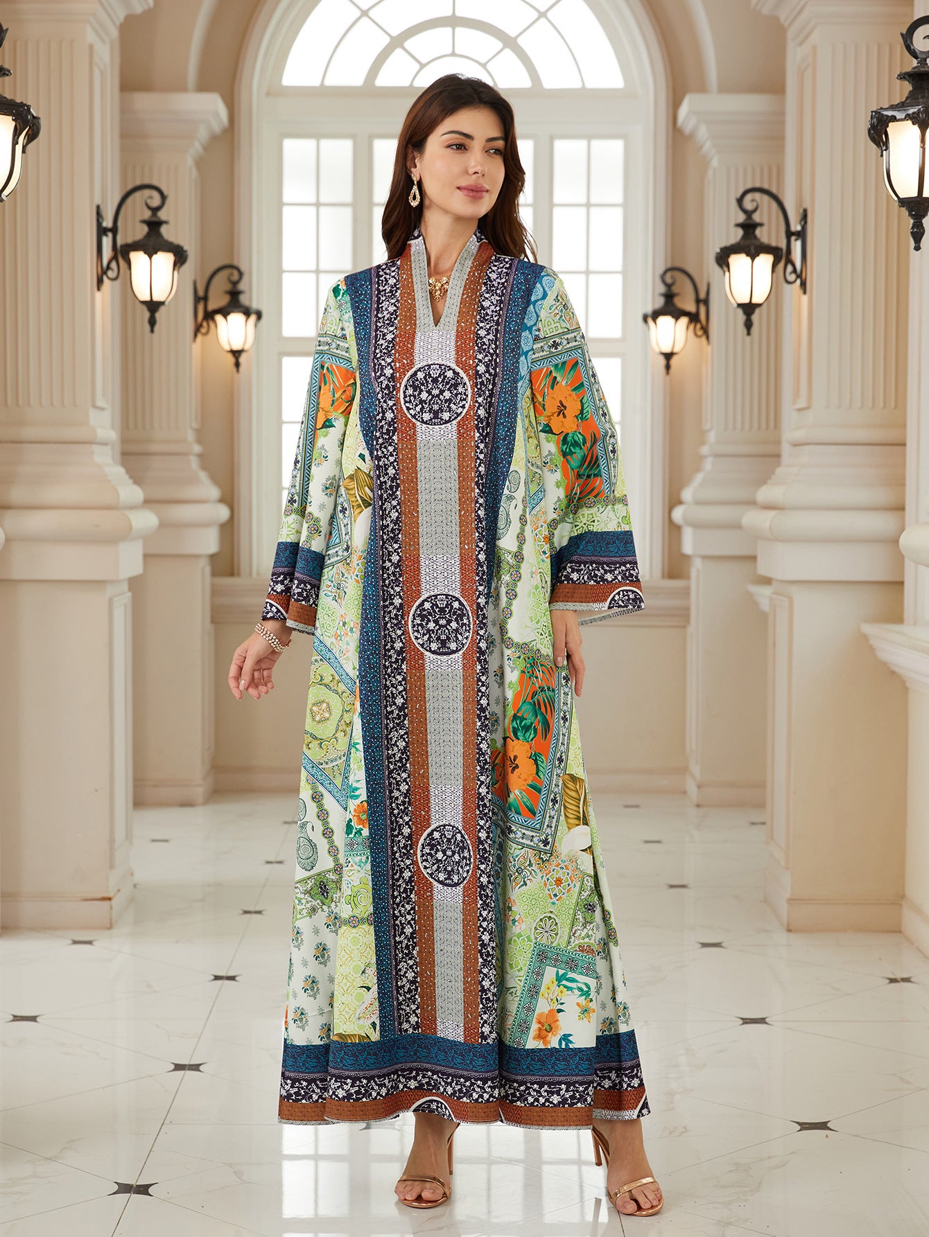 Confident Green Plus-Size Jalabiya – Floral Modest Maxi Dress