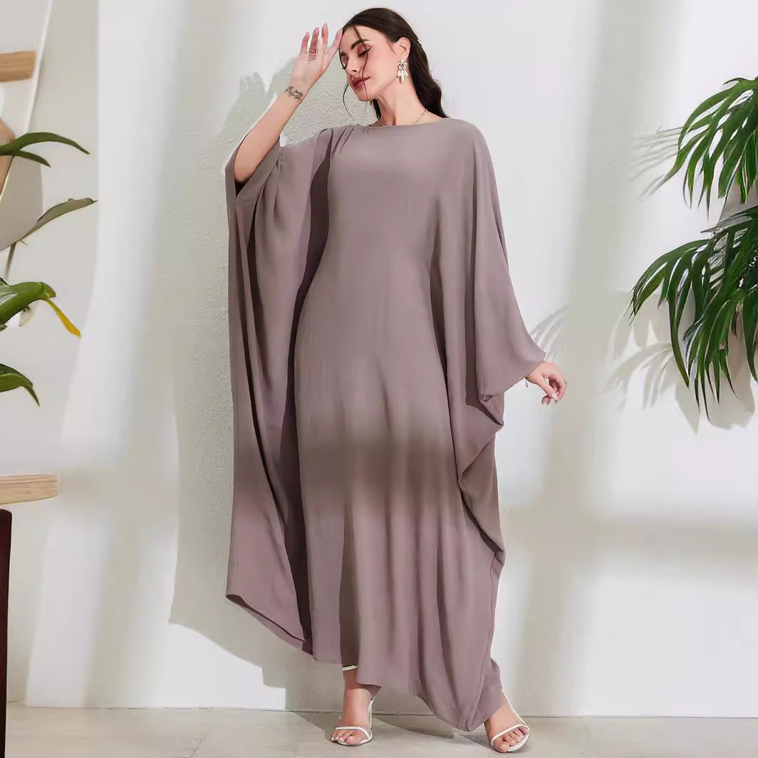 Batwing Sleeve Belted Modest Abaya Dress Jalabiya Long Maxi Dress for Muslim Women Eid Ramadan Banquet Gown S-XXL