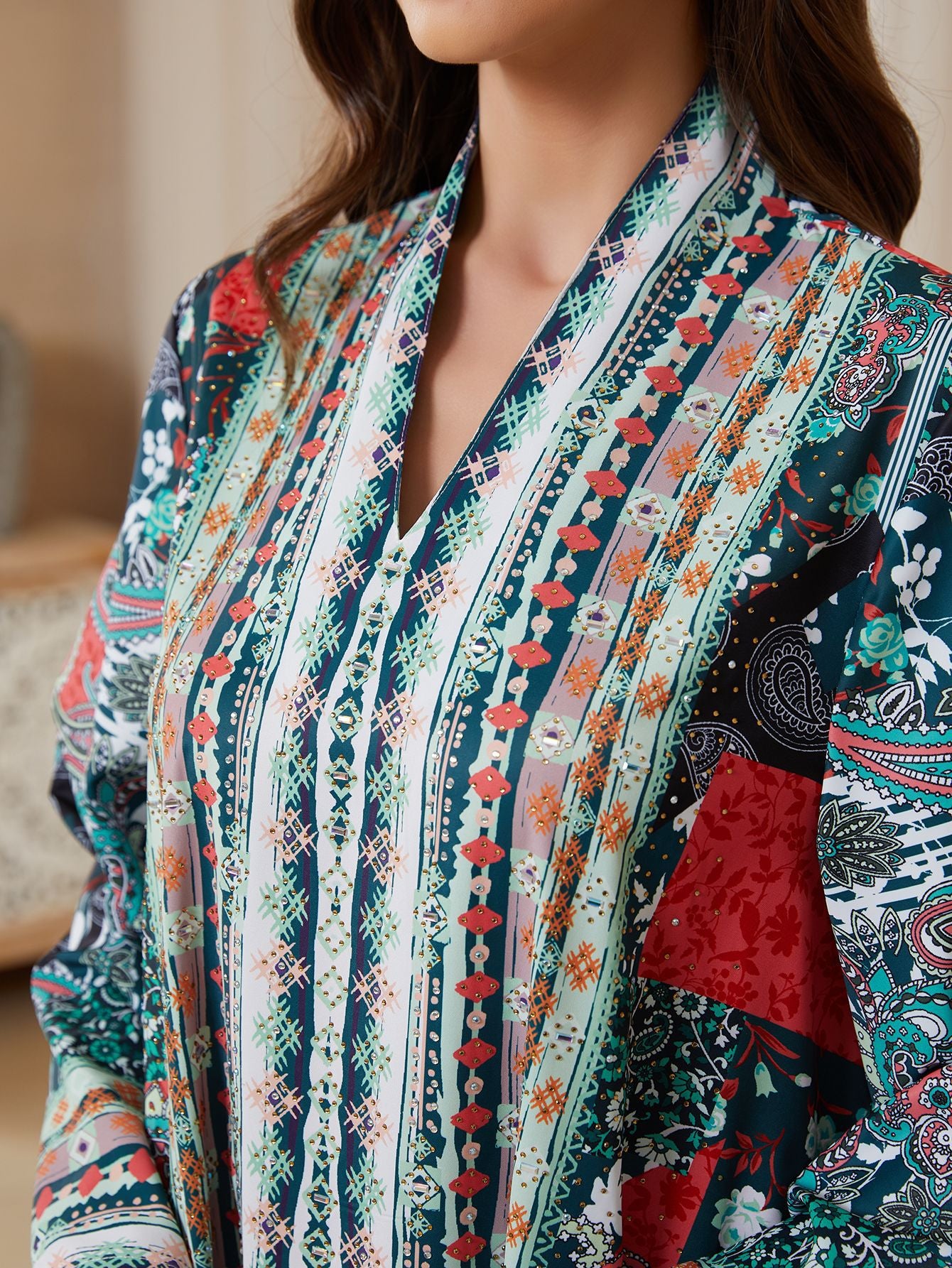 Floral Print Prayer Abaya Robe - Modest Muslim Dress for Women