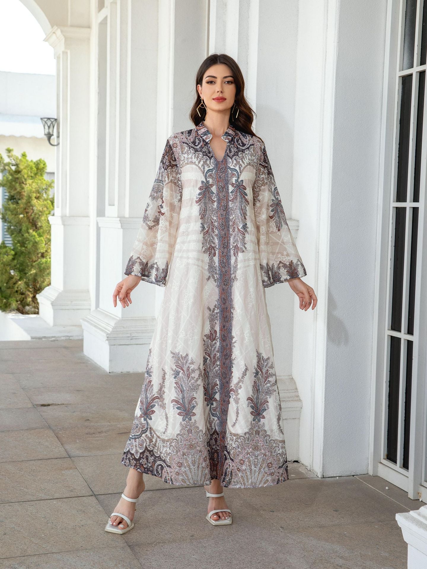 Fresh Mauve Rhinestone Embroidered Abaya – Modest Muslim Maxi
