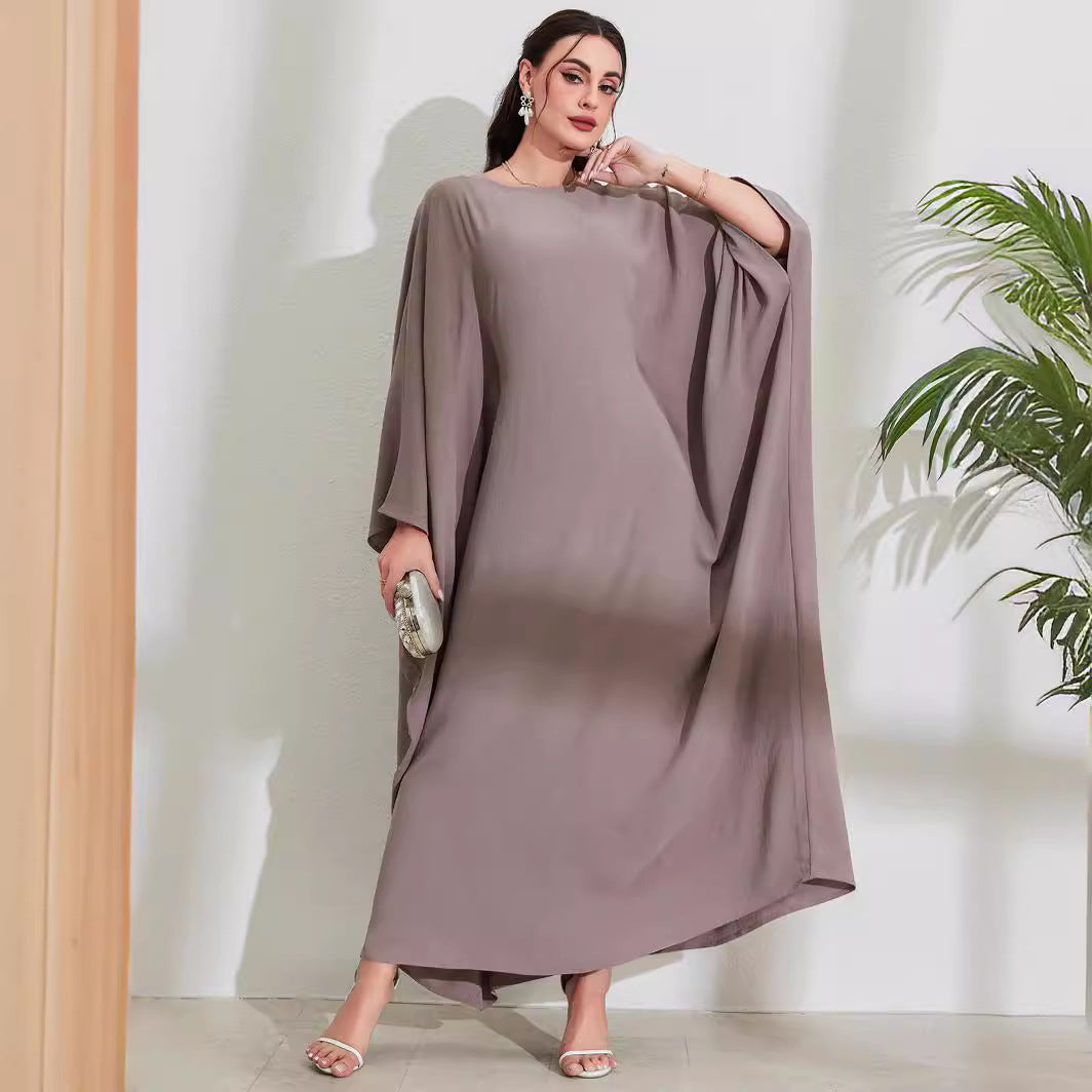 Batwing Sleeve Belted Modest Abaya Dress Jalabiya Long Maxi Dress for Muslim Women Eid Ramadan Banquet Gown S-XXL