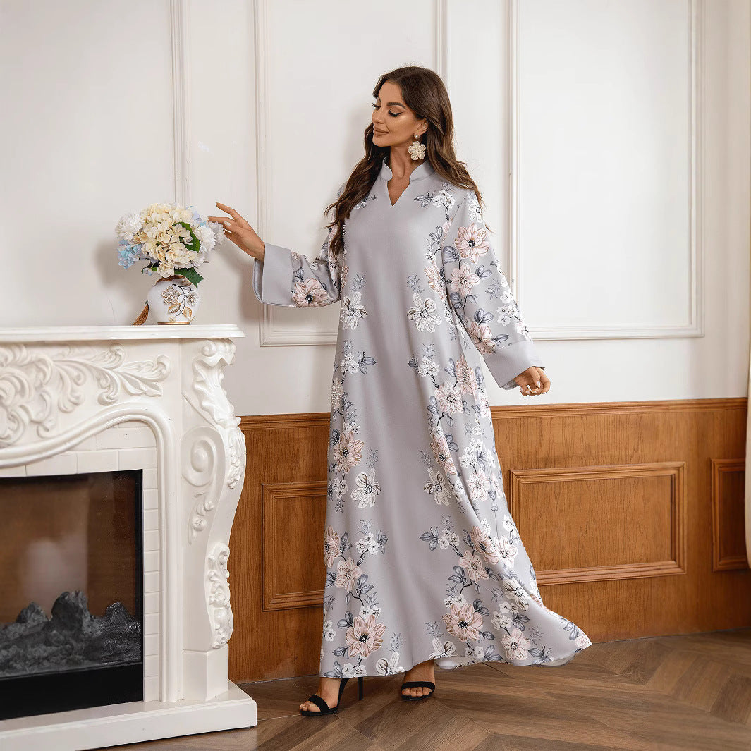 Elegant 4-Color Floral Embroidered Kaftan – Modest Muslim Maxi