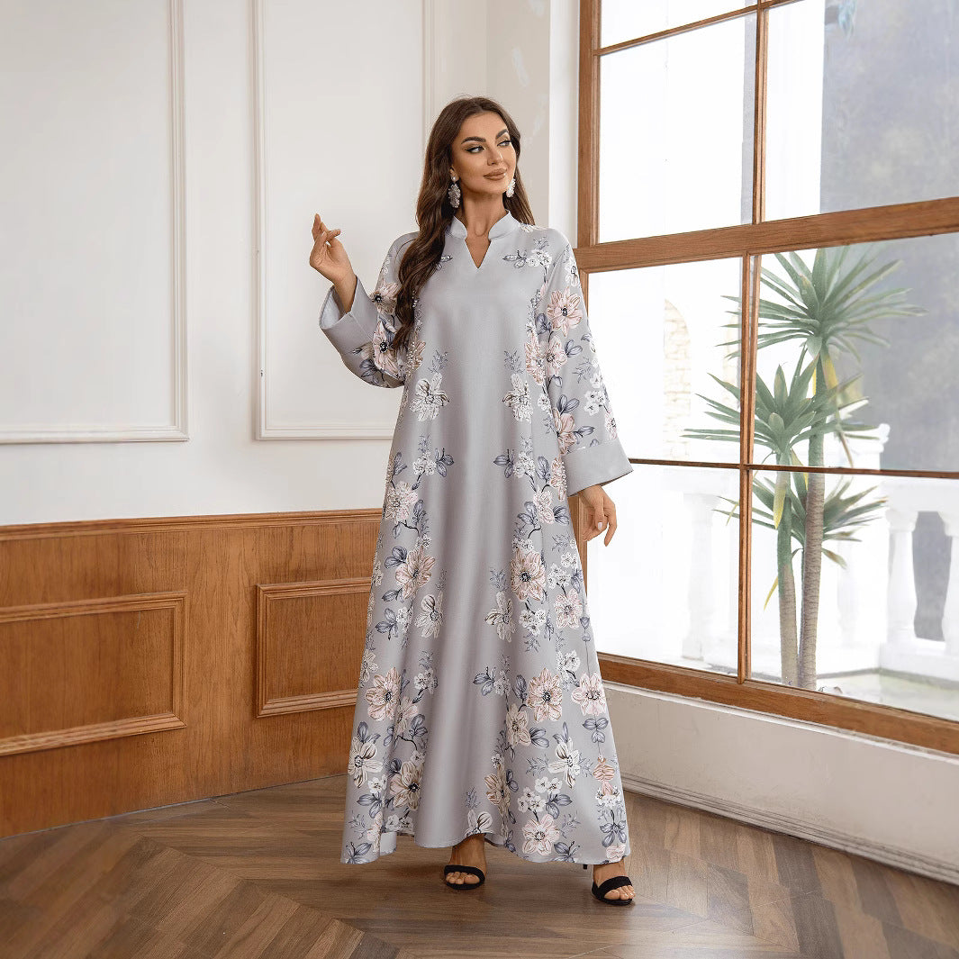 Elegant 4-Color Floral Embroidered Kaftan – Modest Muslim Maxi
