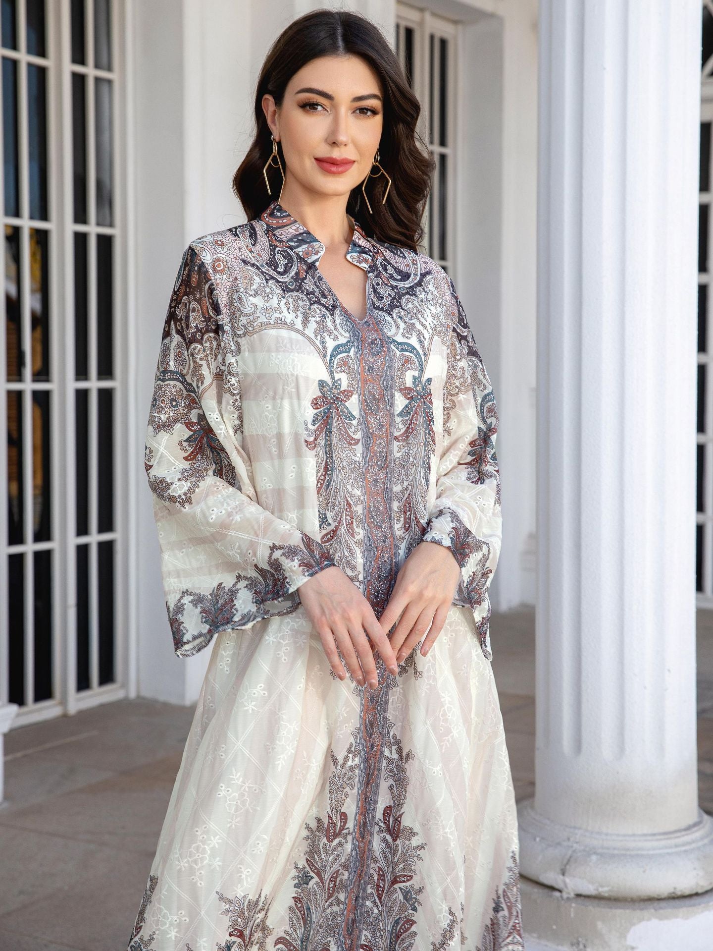 Fresh Mauve Rhinestone Embroidered Abaya – Modest Muslim Maxi