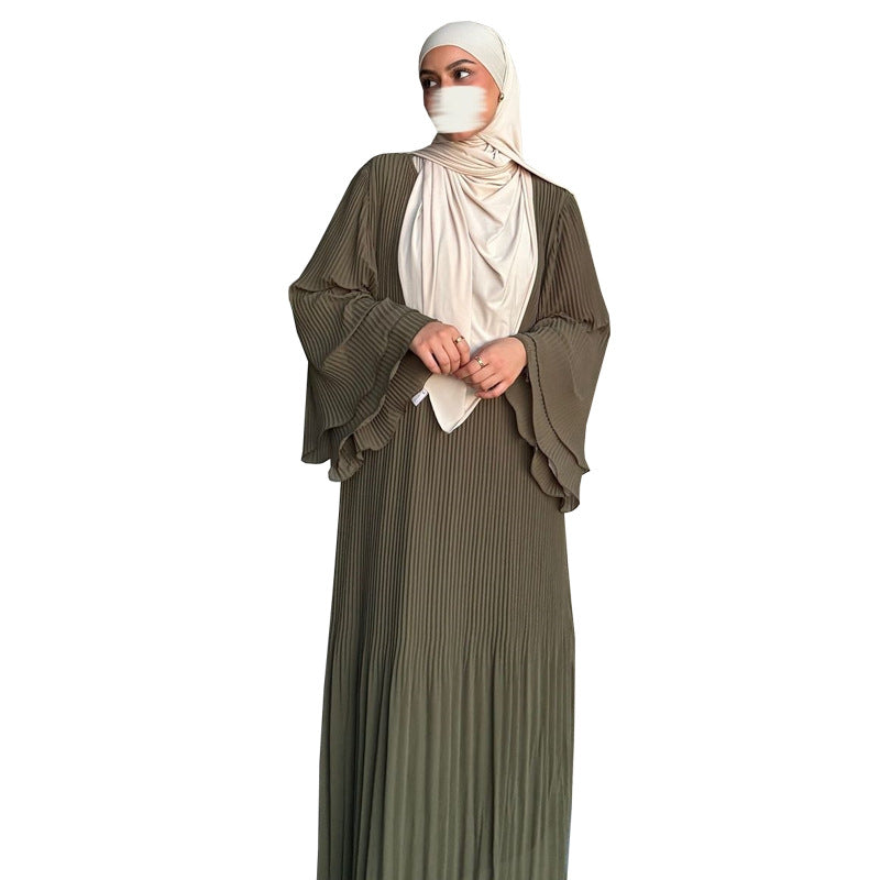 Chiffon Pleated Maxi Dress with Rhinestone Embellishments - Multi Color Plus Size