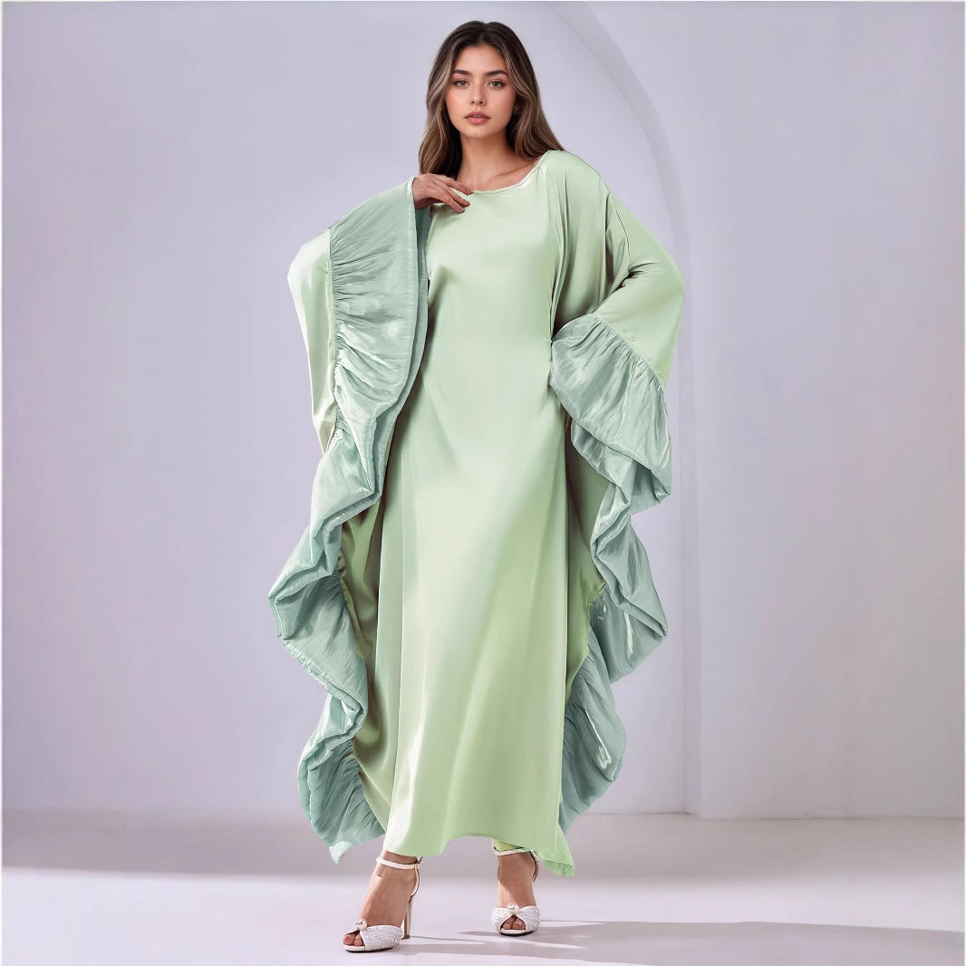 Luxury Batwing Sleeve Patchwork Embroidered Maxi Abaya Dress Muslim Women Modest Long Jalabiya Kaftan for Eid Ramadan Daily
