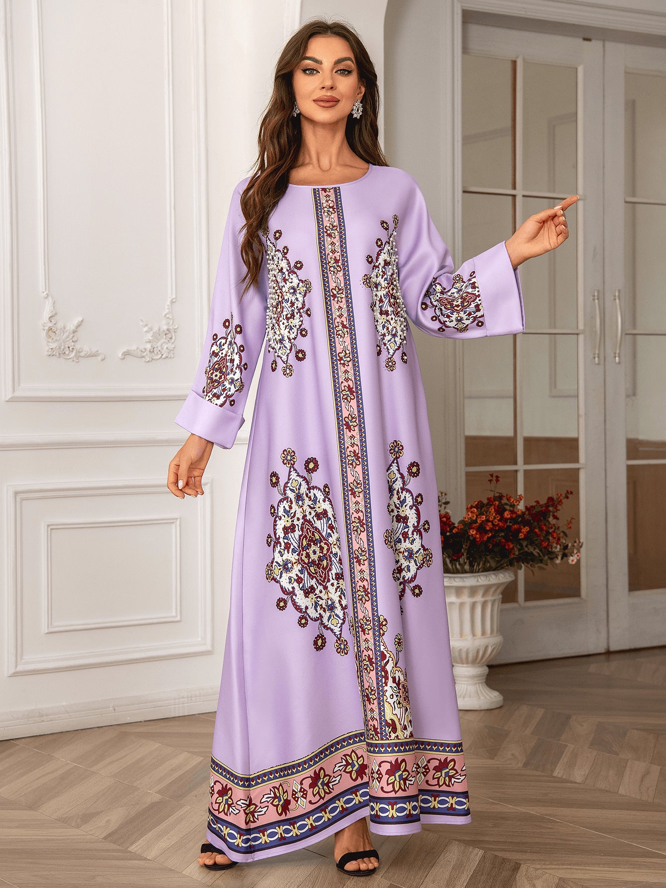 Violet Womens Abaya Robe - Modest Muslim Dress Ramadan Eid